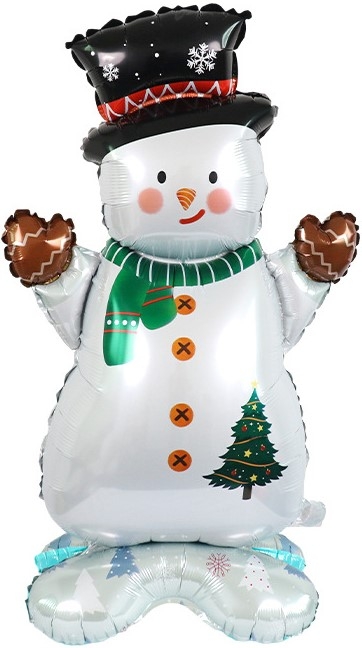 Шар Фигура 3D на подставке, Снеговик в цилиндре (в упаковке) Шар Фигура 3D на подставке, Снеговик в цилиндре (в упаковке)